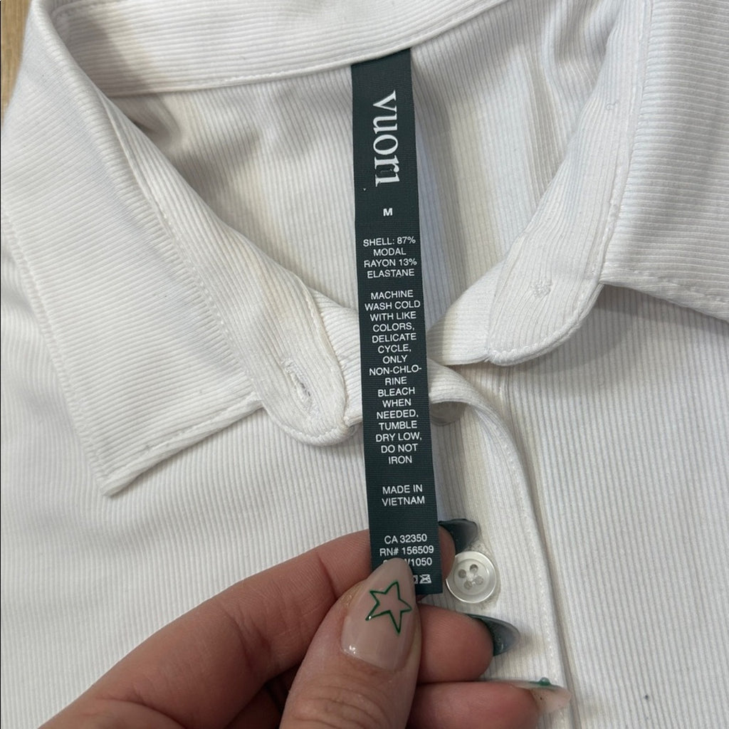 Vuori Women's Pose Fitted Polo Ribbed White Material Size Medium