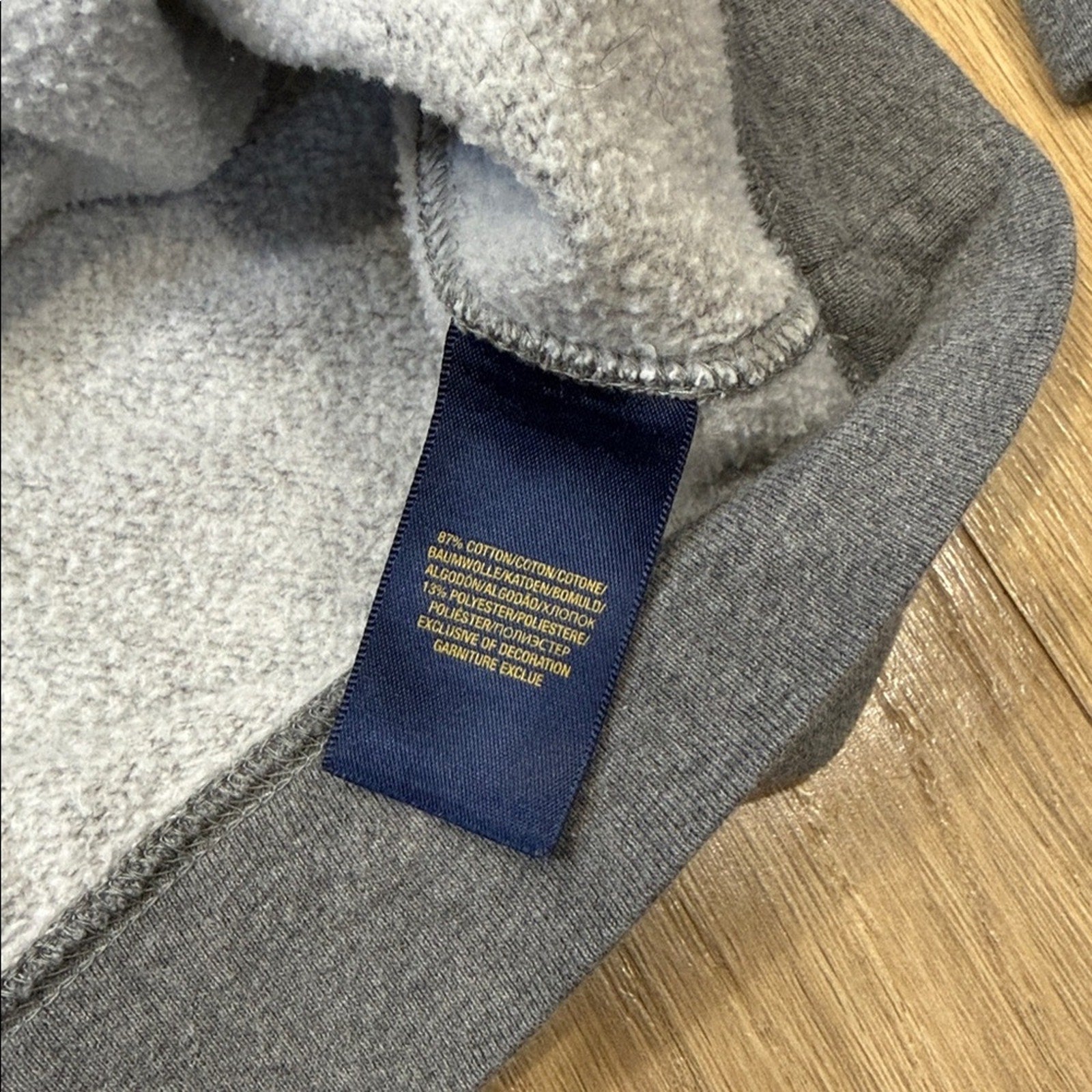 Polo Ralph Lauren Grey Shawl Collar Pullover Sweatshirt w/ Logo Size 7