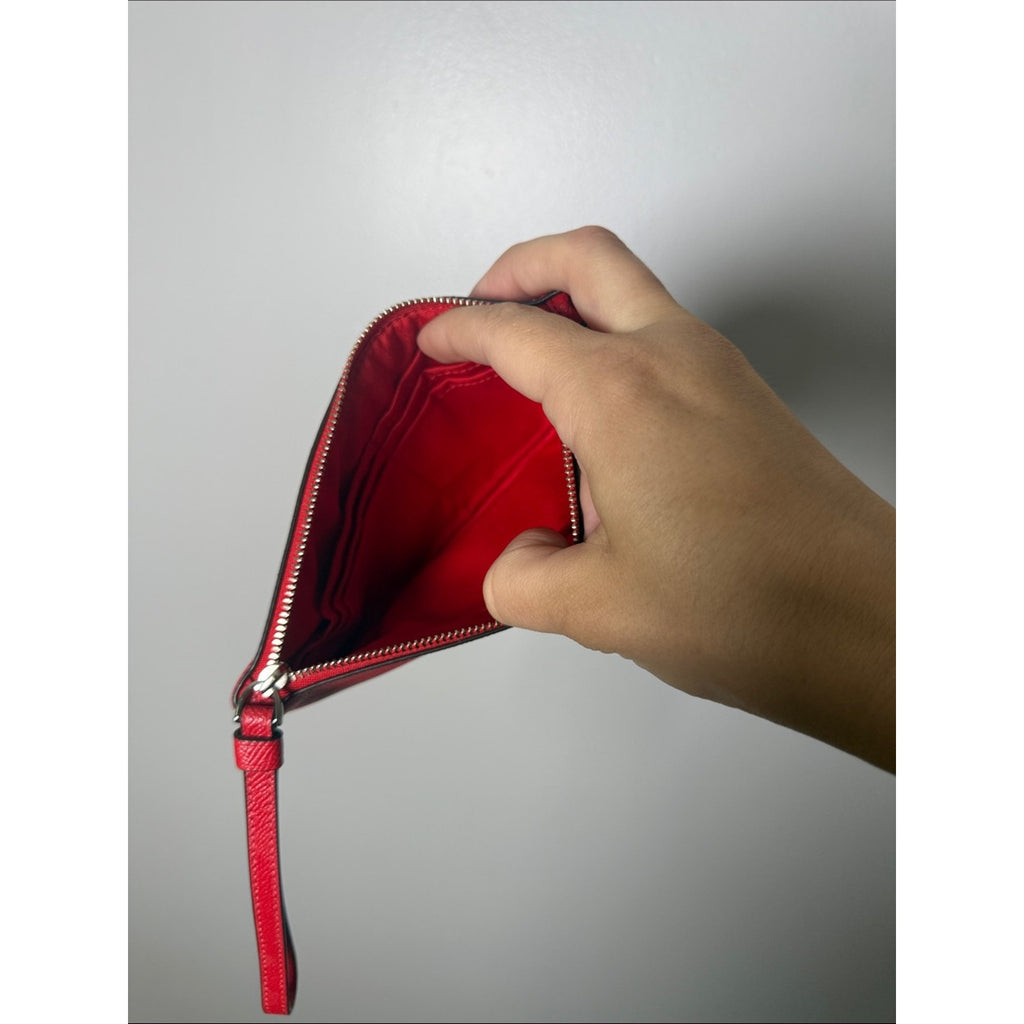 Coach Red Wristlet Pouch Wallet Leather