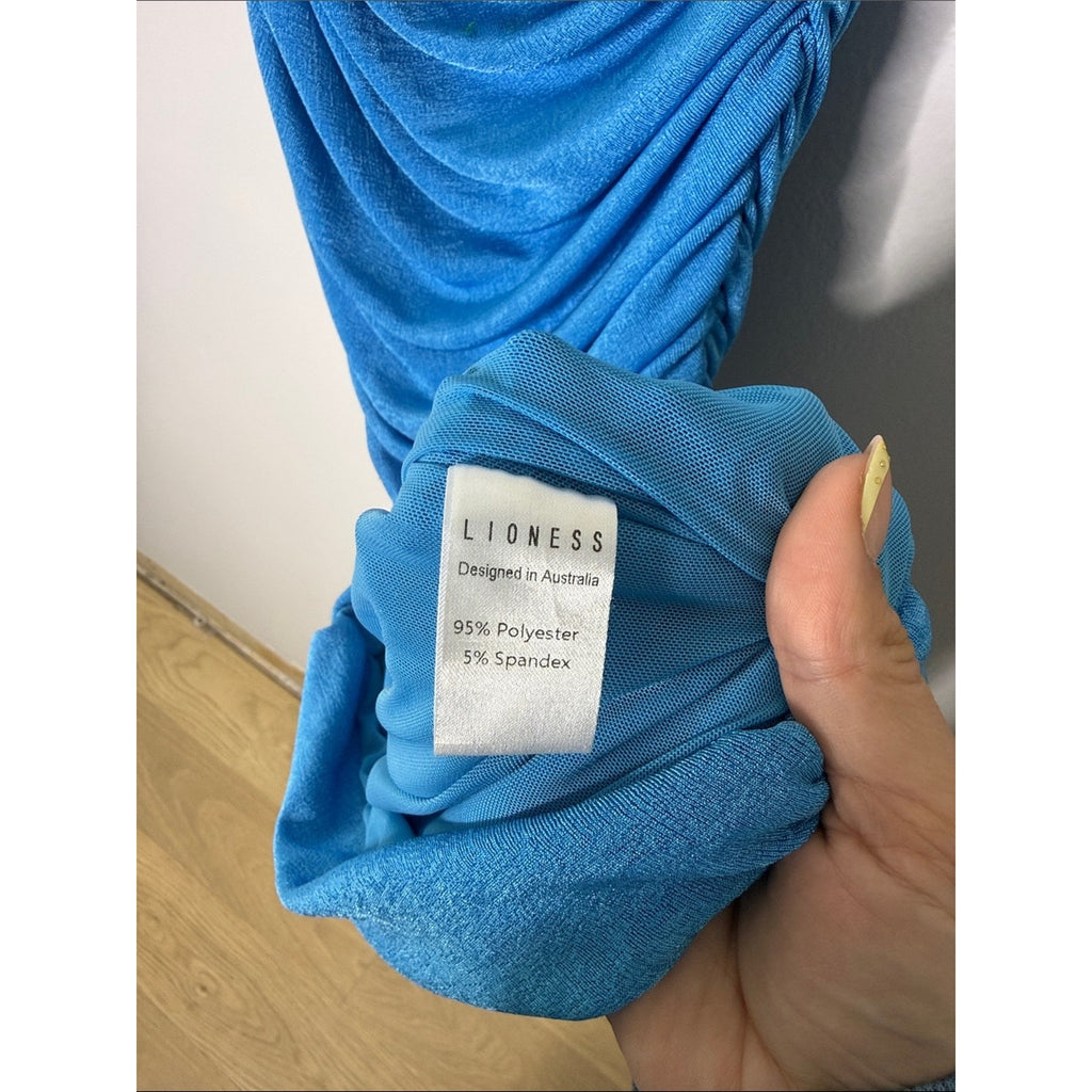 Lioness Blue / Teal One-Shoulder Ruched Bodycon Dress Size XS