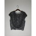 Loft Silver Sequin Cap-Sleeve Top Size Large