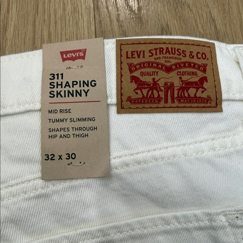 Levi's White Denim 311 Shaping Skinny Jeans Size 32 New!
