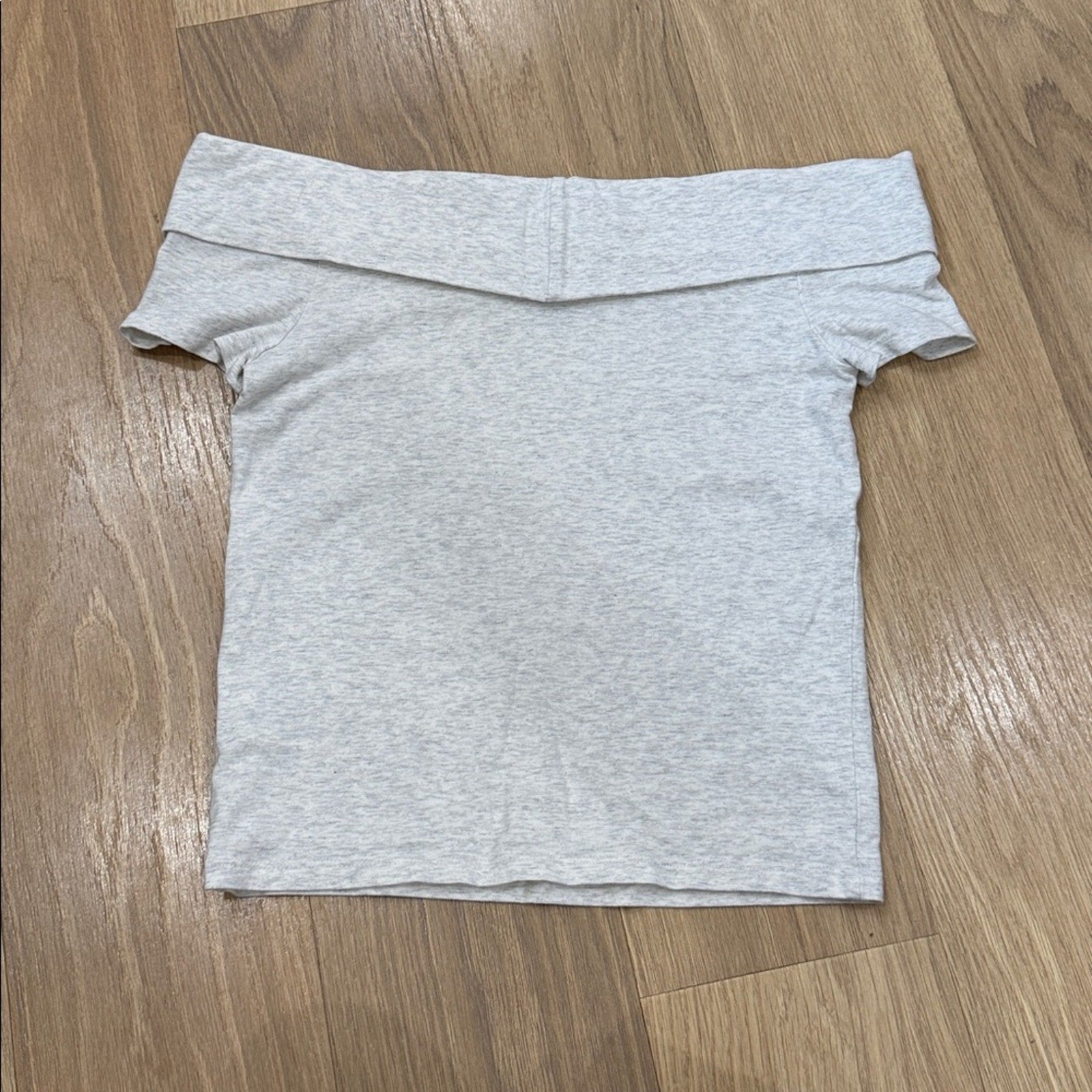 American Eagle Outfitters Heather Gray Off Shoulder Short Sleeve Top Medium
