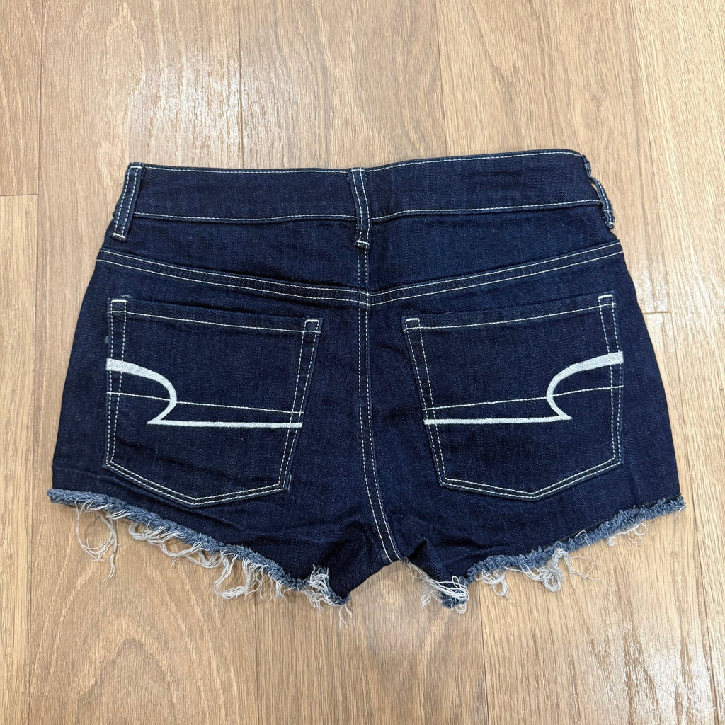 American Eagle Women's Hi-Rise Shortie Denim Shorts - Dark Wash Cut-Offs Size 2