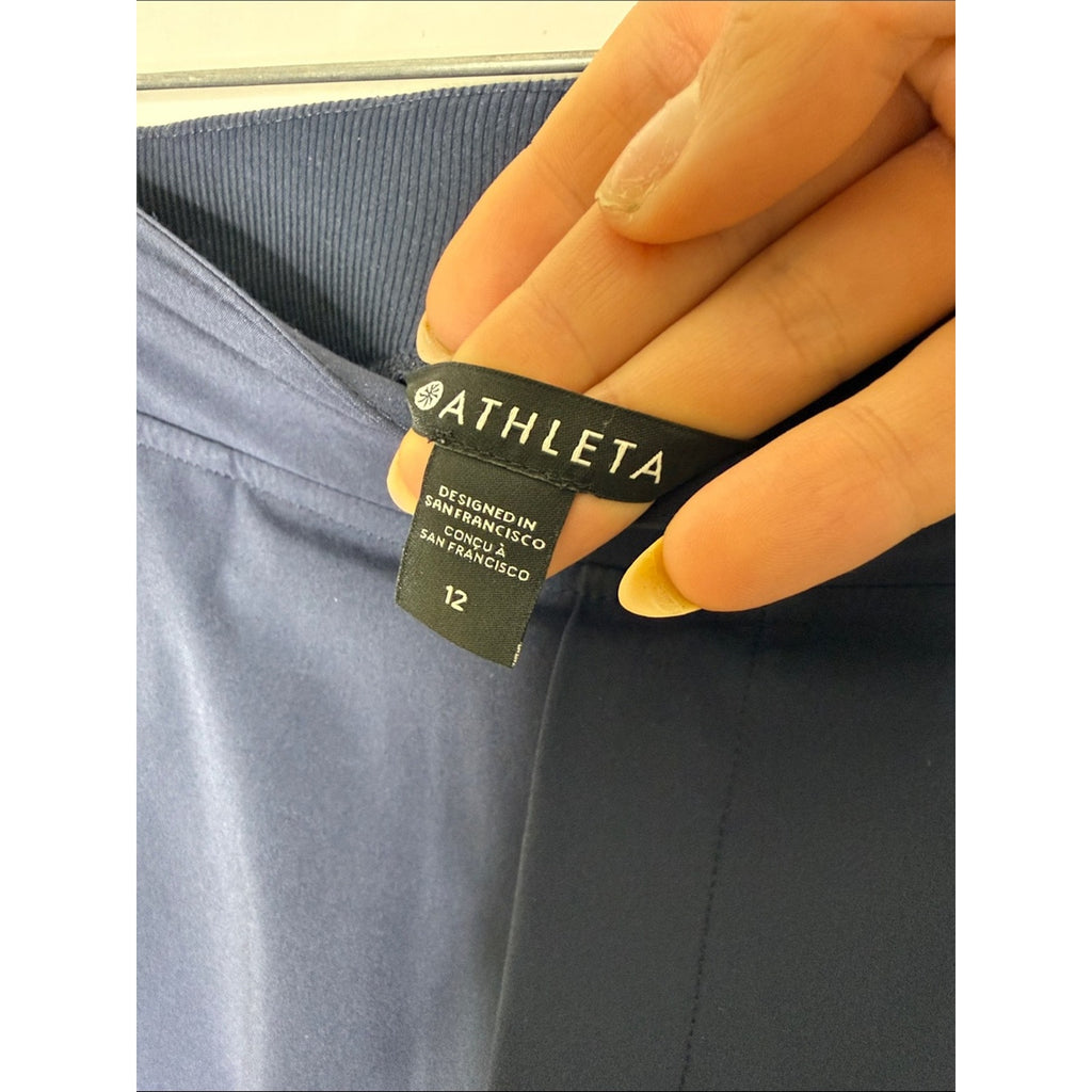 Athleta Navy Pull-On Straight Leg Pants Size 12