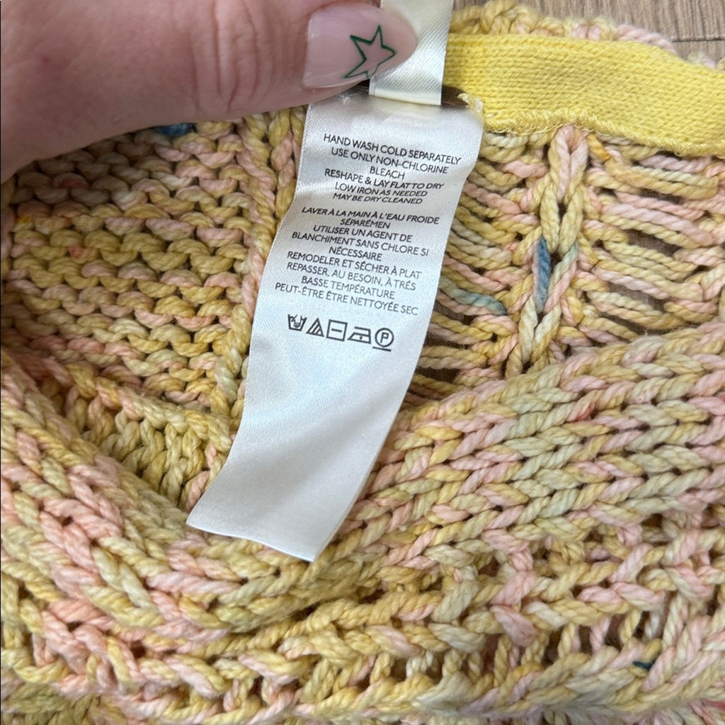 Free People Honey Cable Knit Mixed Media Pullover Sweater Size Small
