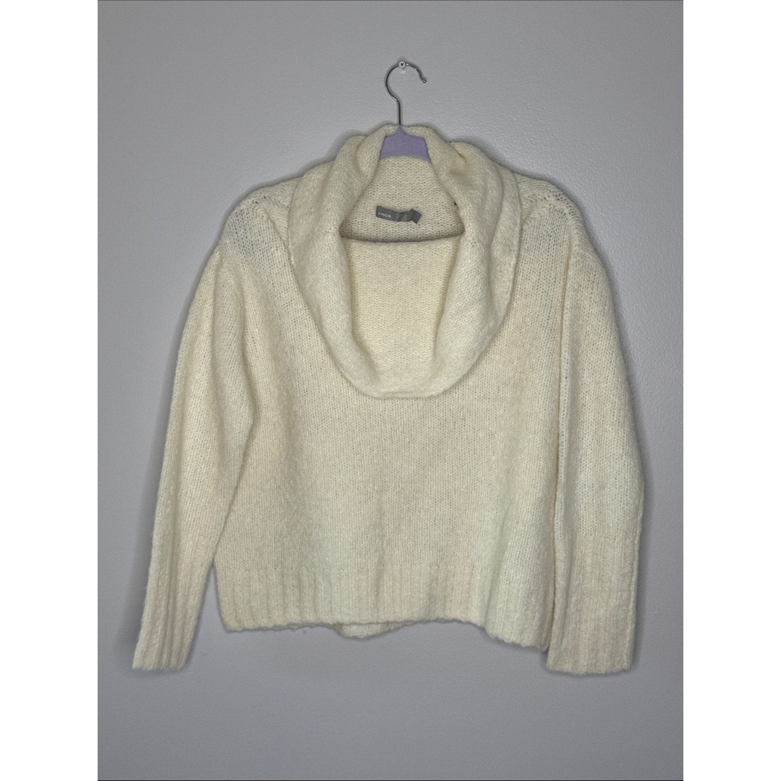 Vince Cream Cowl Neck Cozy Knit Sweater Alpaca Blend Large