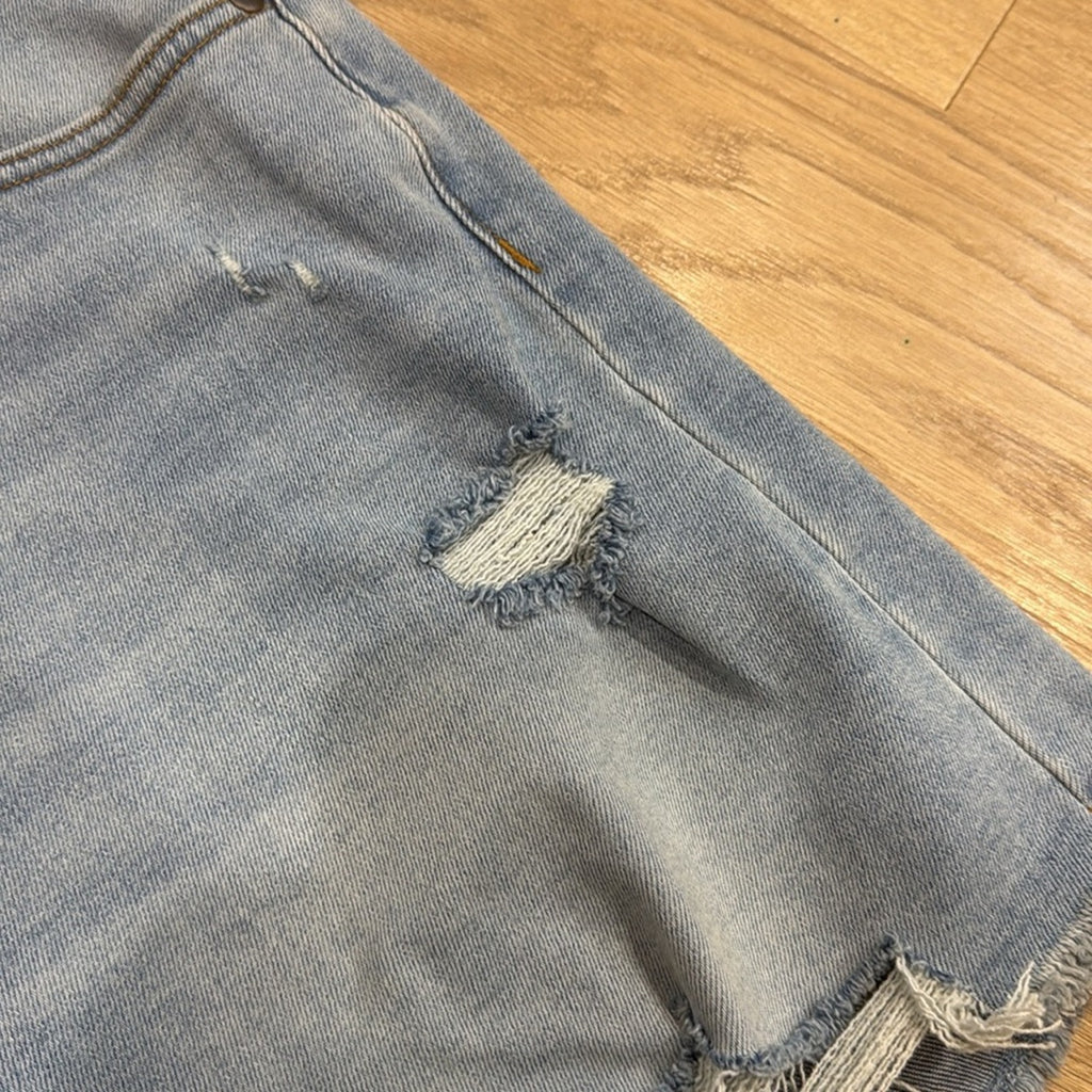 Lauren Conrad Light Wash Blue Button Fly Women's Distressed Denim Shorts Size 12