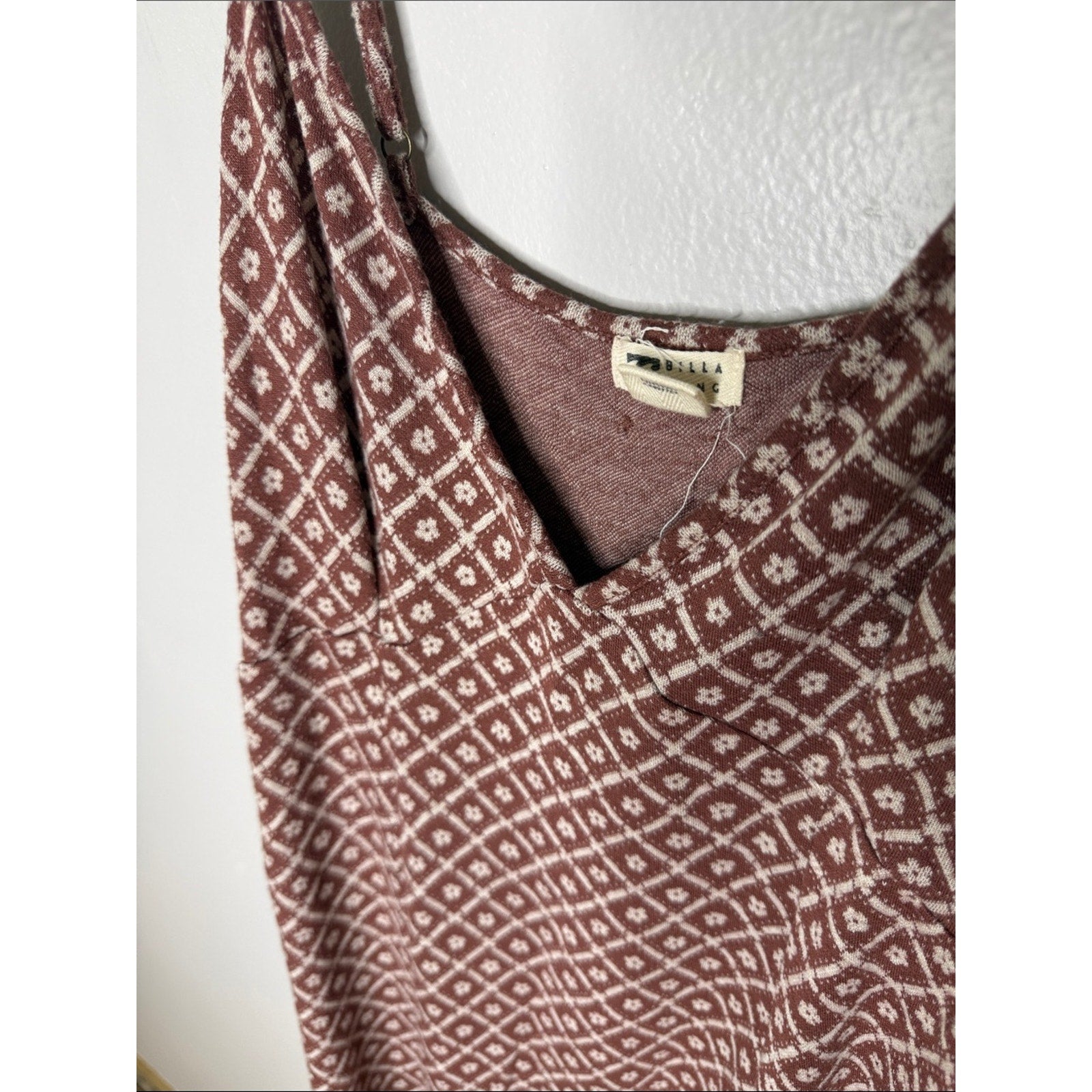 Billabong Brown Diamond-Print A Line Sleeveless Dress Size Large
