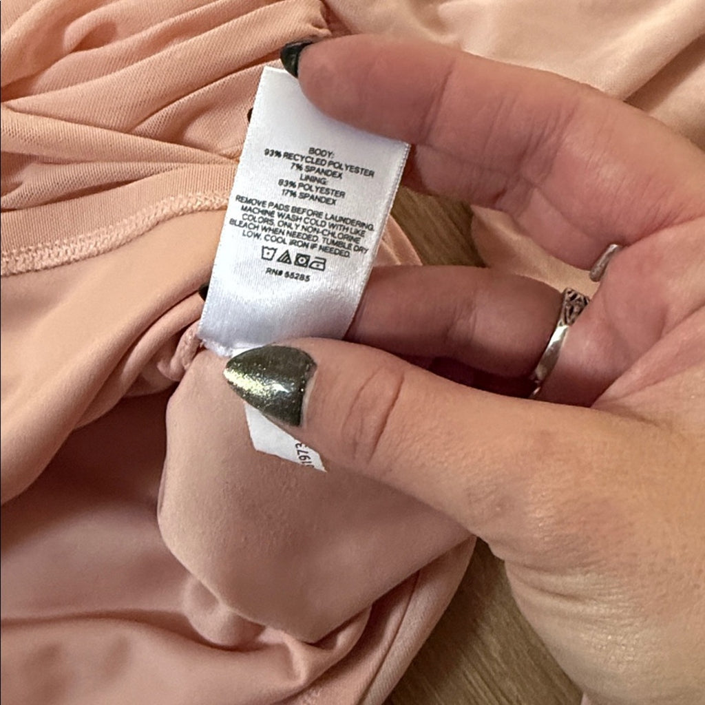 Express Body Contour Light Pink Ruched Long Sleeve Blouse Size XL
