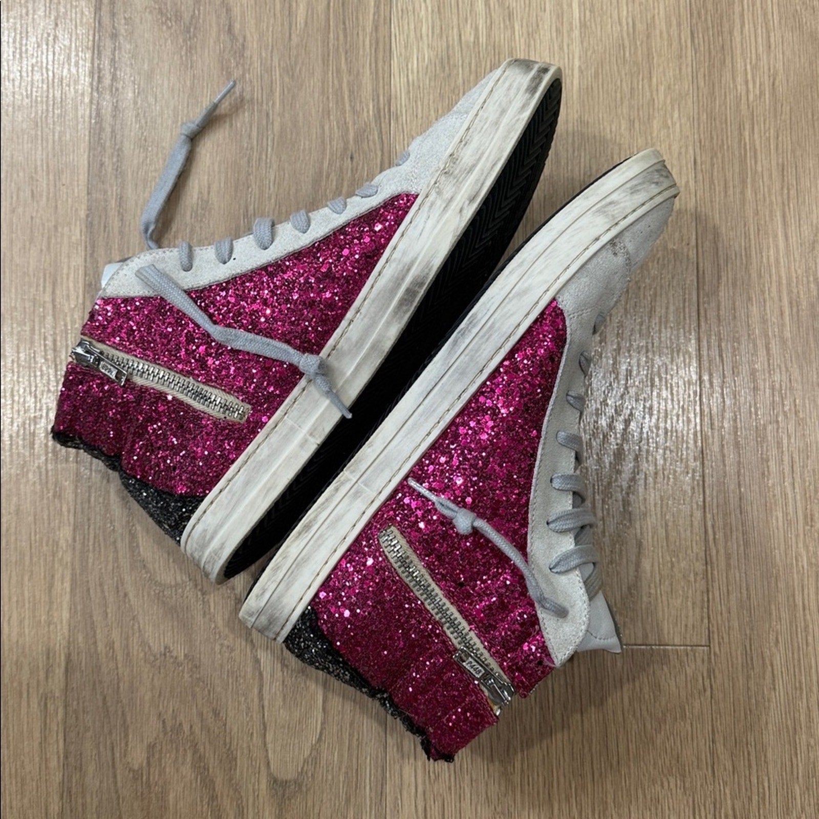 P448 Skate Glitter High Top Sneaker in the Glitter Melange Colorway Size 10