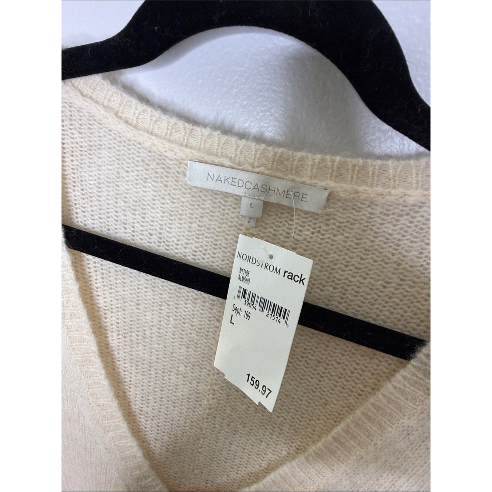 NakedCashmere Cream V-Neck Sweater Size Large NEW!
