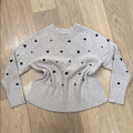 a new day Light Gray Sweater with Black Heart Embroidered Accents Medium