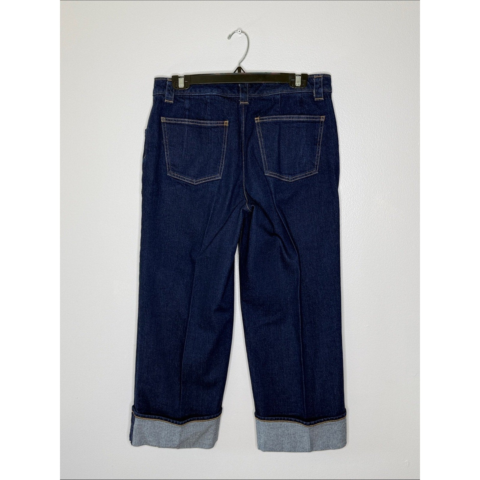 Talbots Straight Ankle Cuff Jean Dark Indigo Wide-Leg Size 8