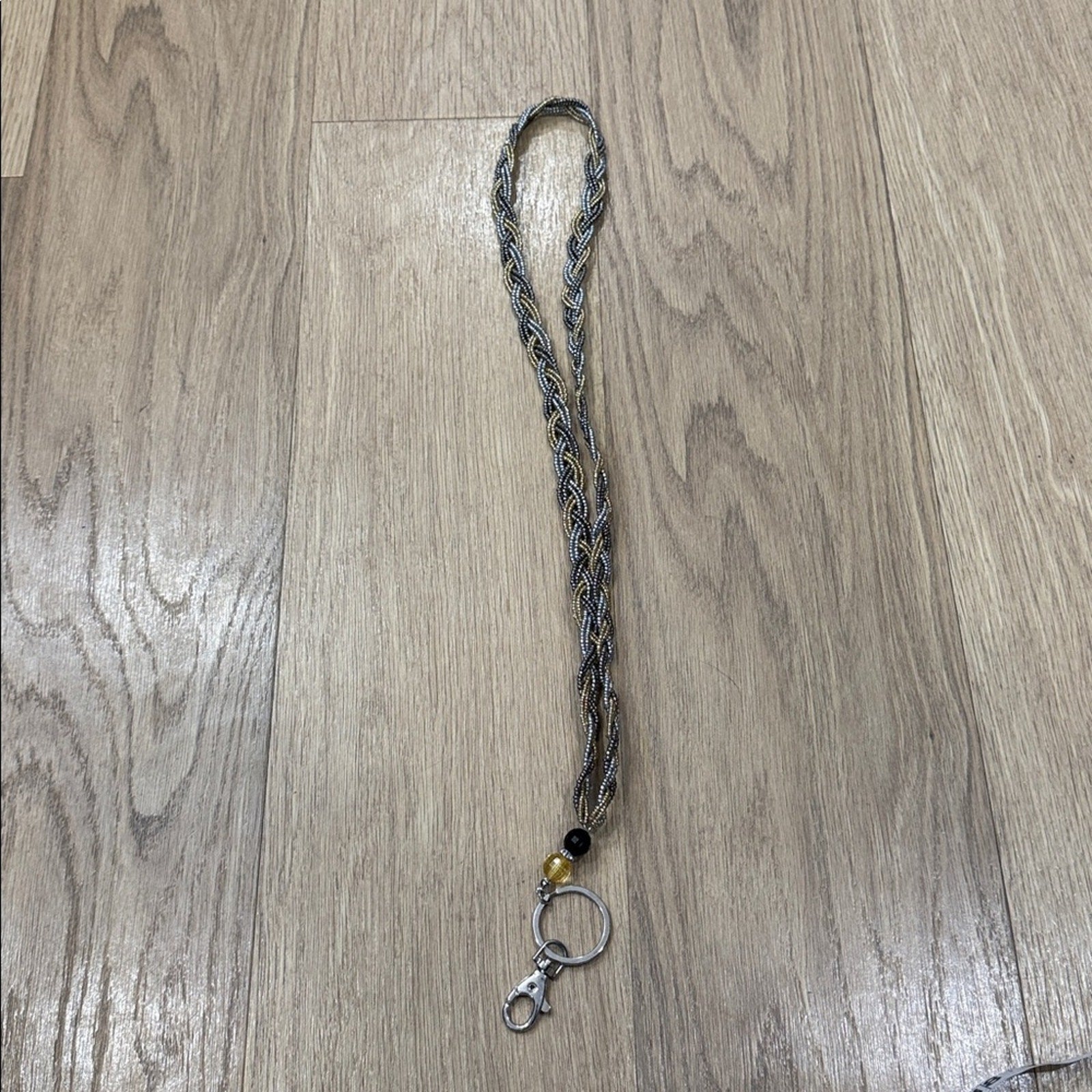 Beaded Braided Lanyard with Keyring