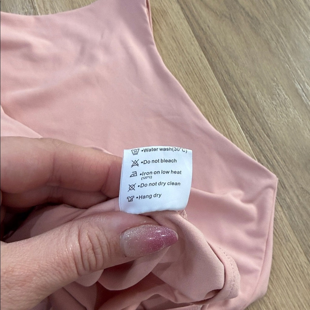 ReoRia Blush Pink Sleeveless High Neck Snap Bodysuit Size Large