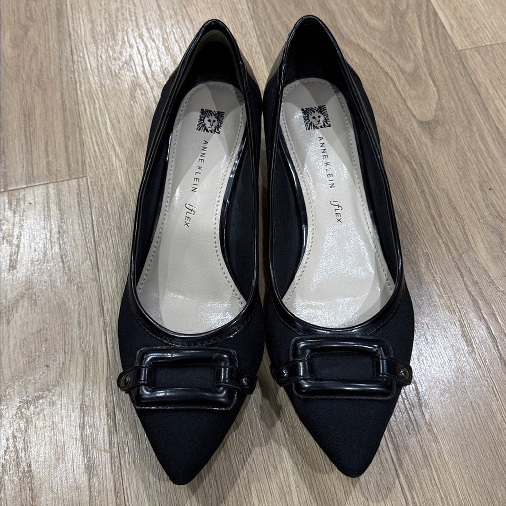 Anne Klein Melanie Black Kitten Heel Shoes Size 9.5