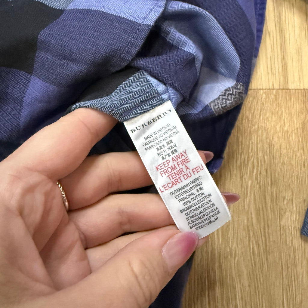 Burberry Kids Blue Black Plaid Long Sleeve Button-Down Shirt Size 10 Years