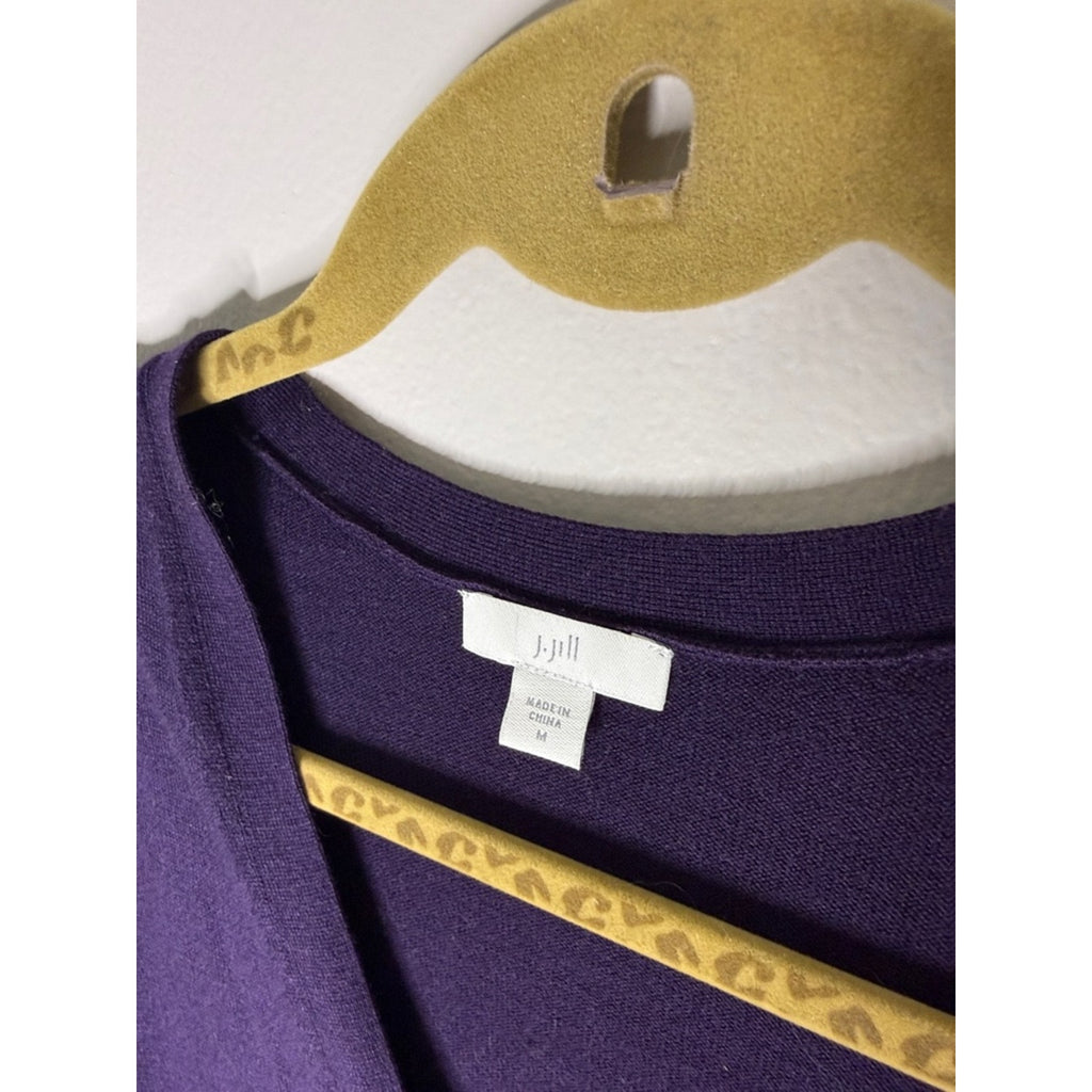 J. Jill Plum Knit V-Neck Cardigan Size Medium