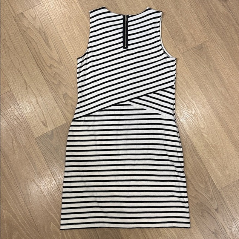 Talbots Black and White Striped Sleeveless Sheath Dress Size Medium