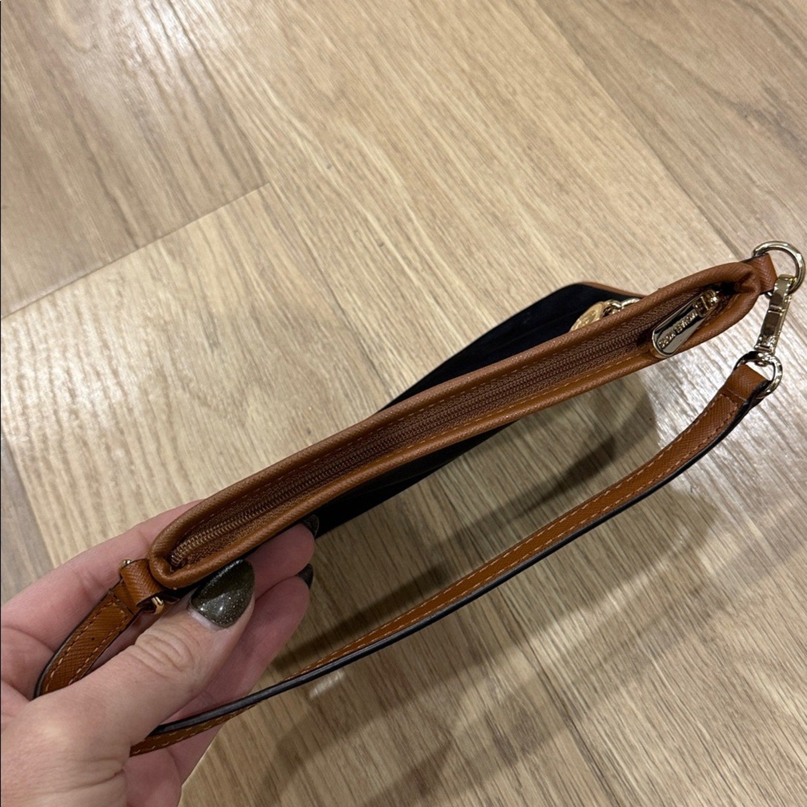 Michael Kors Kempton Nylon and Leather Small Bag in Black / Tan