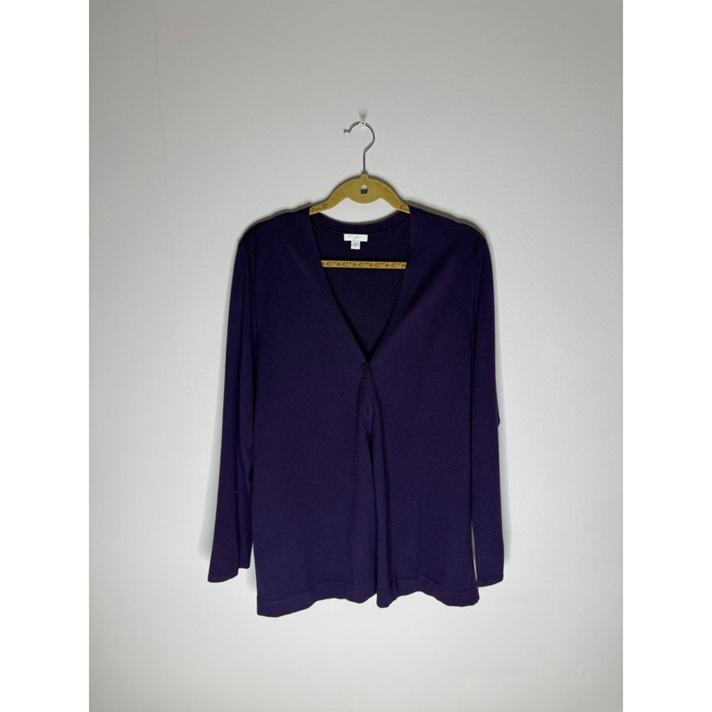 J. Jill Plum Knit V-Neck Cardigan Size Medium
