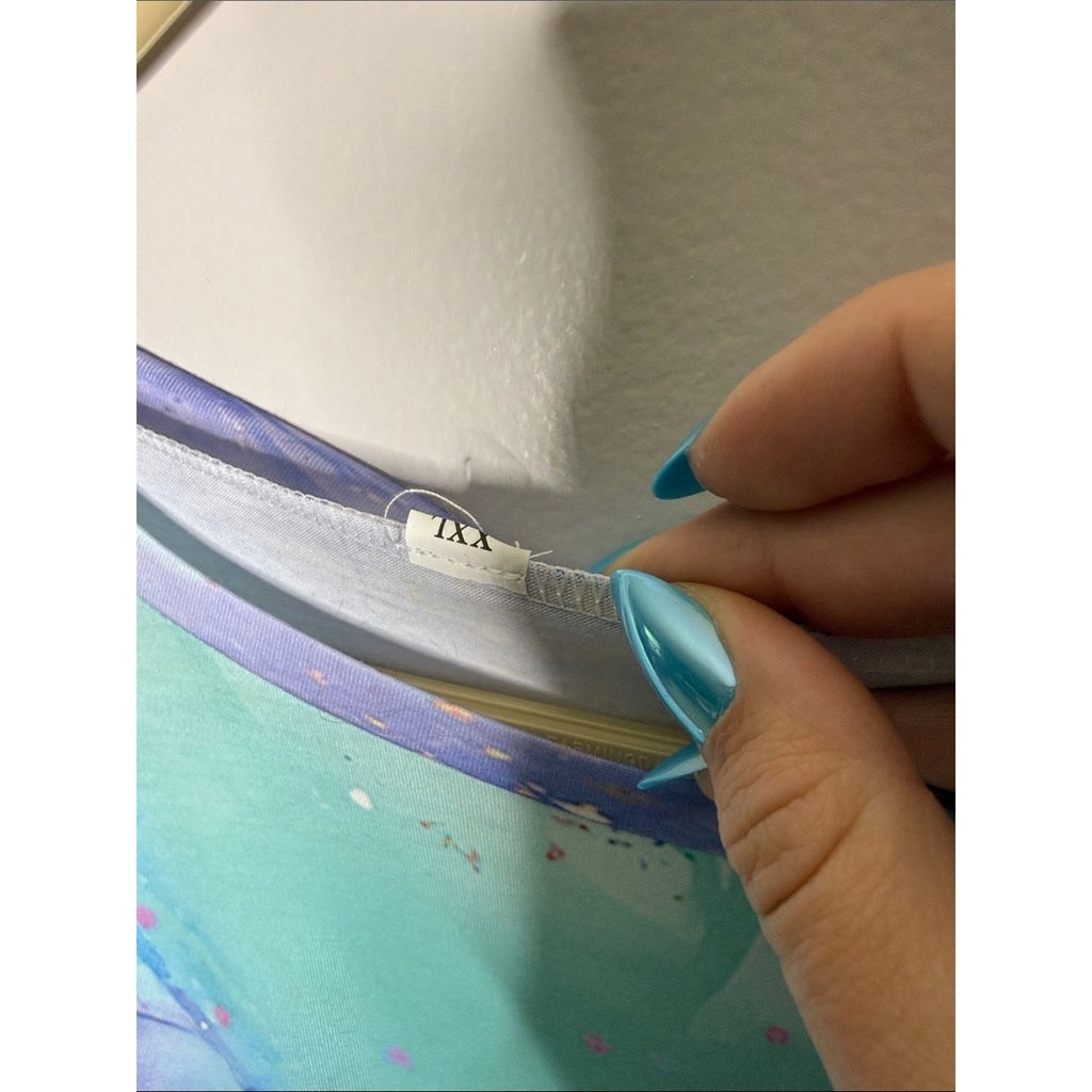 Pastel Watercolor Long Sleeve Top - Mint, Lavender, Blue Size XXL