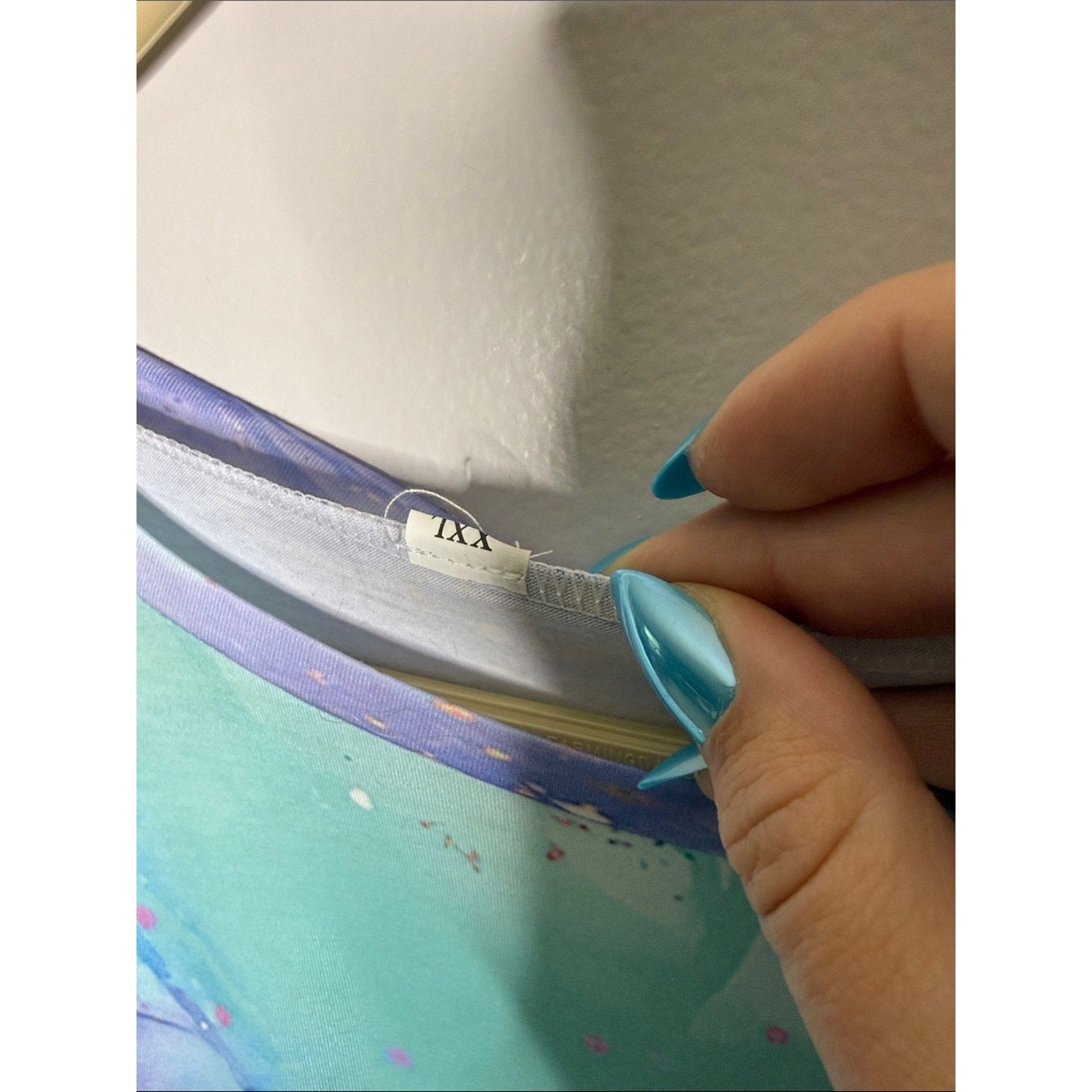 Pastel Watercolor Long Sleeve Top - Mint, Lavender, Blue Size XXL