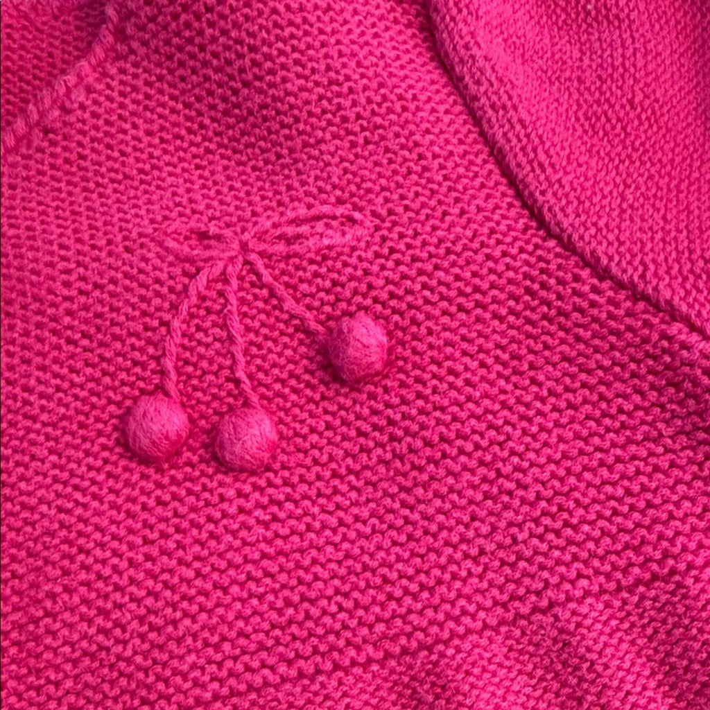 Jacadi Pink Knit Cherry Detail Kids Cardigan Size 23 Months