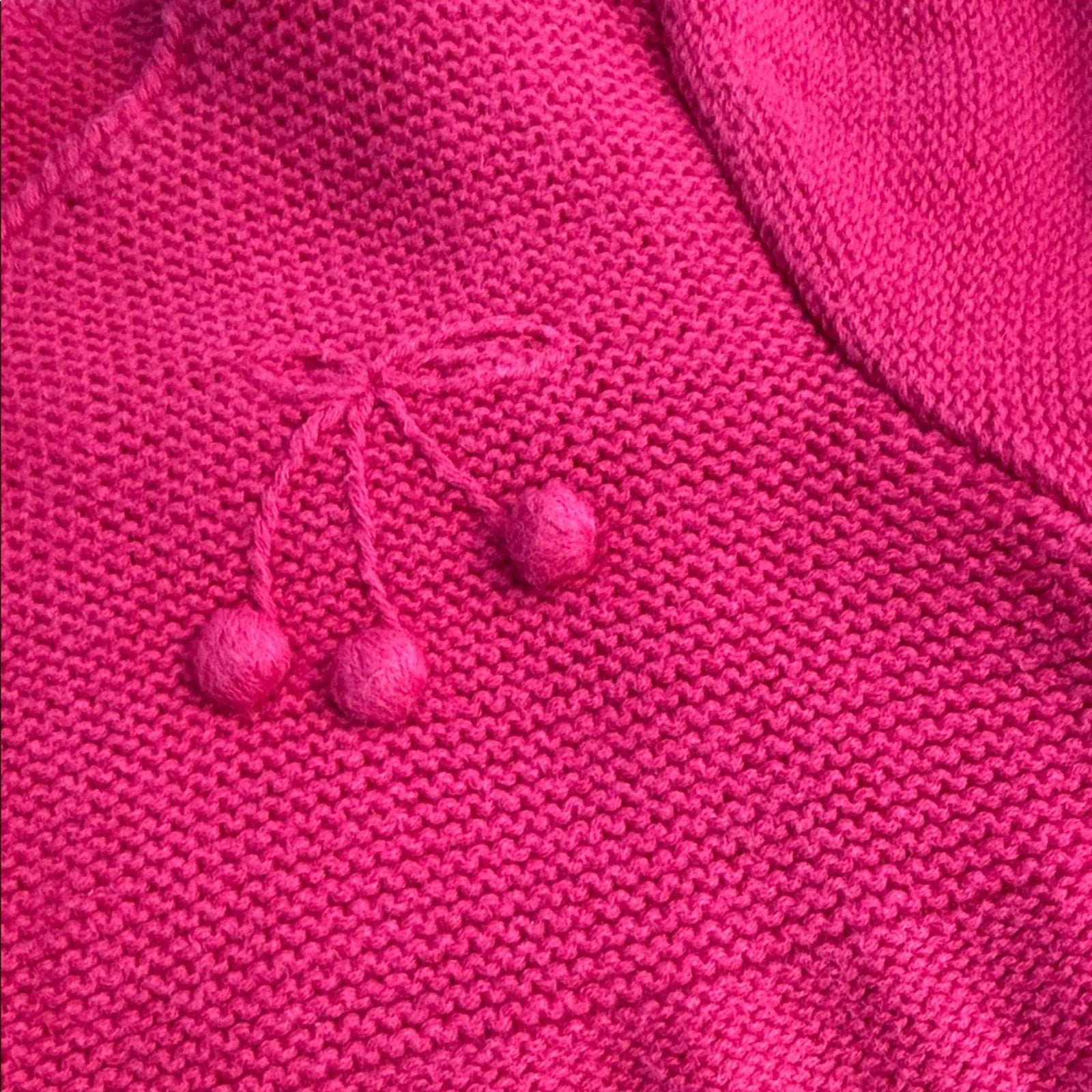 Jacadi Pink Knit Cherry Detail Kids Cardigan Size 23 Months
