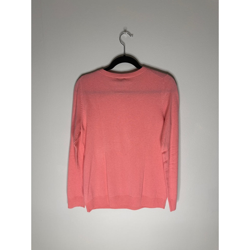 Talbots Coral Cable Crewneck Cashmere Sweater Size Medium NEW!