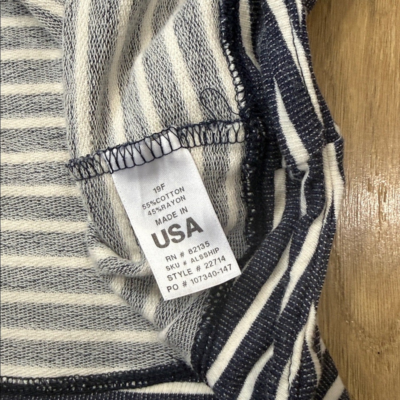 Fresh Produce Navy and White Striped Hooded Pullover Top Size XL