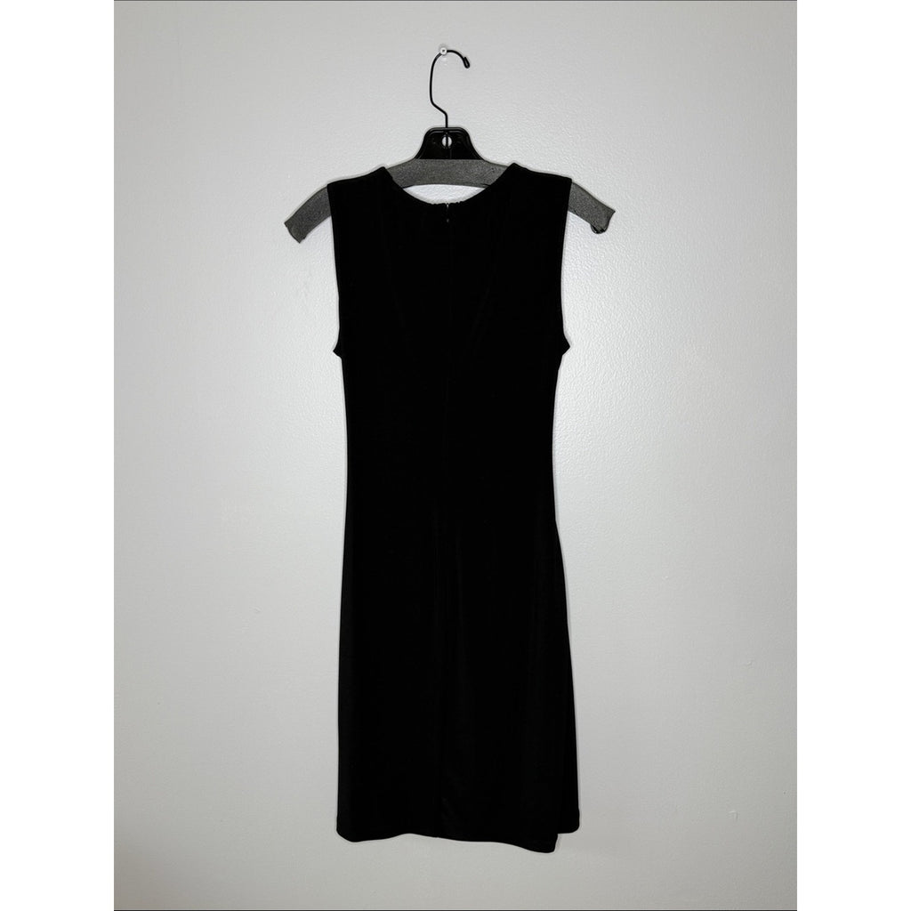 Joseph Ribkoff Black Midi Dress with Gold Accent Size 8
