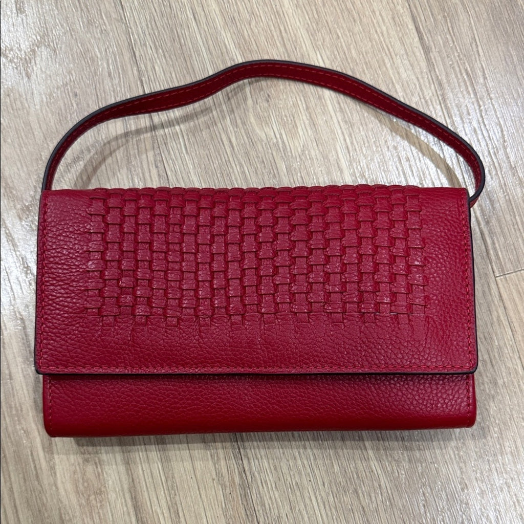 Lodis California Leather Traveler Crossbody Wallet in Red Leather
