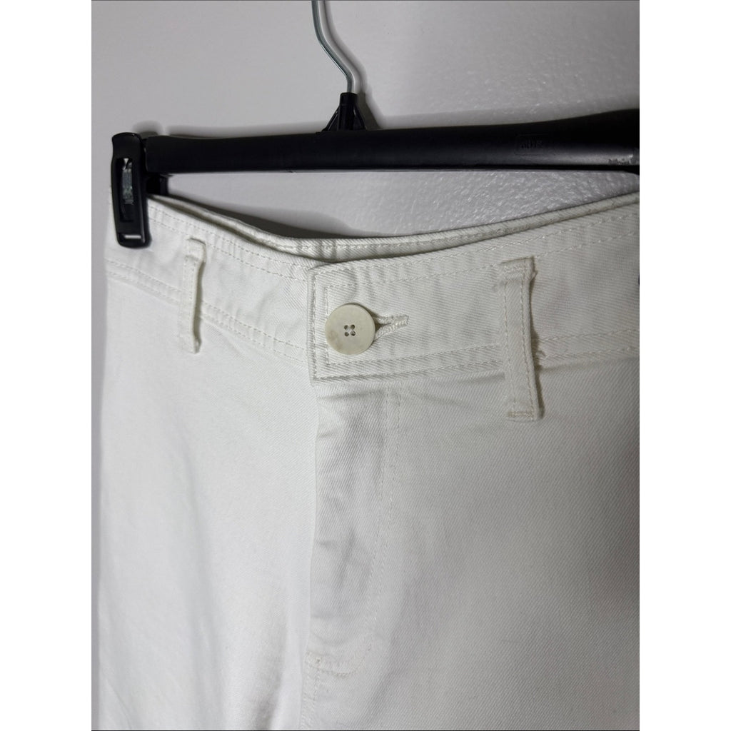 Zara White High-Waist Wide Leg Raw Hem Jeans Size 4