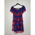 Trina Turk Navy Dress with Bright Pink Embroidered Fans Size M/L