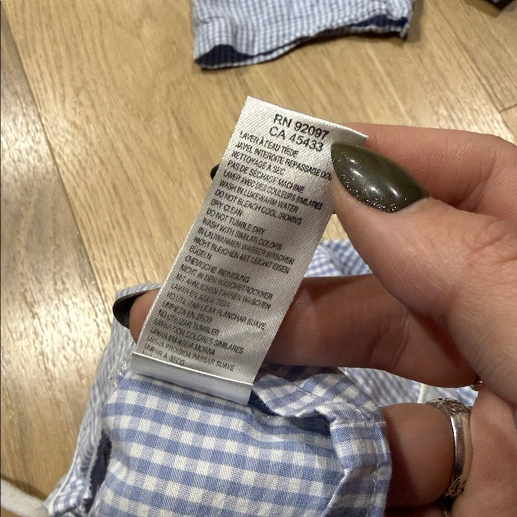 Jacadi Light Blue and White Gingham Shirt and Shorts Set Size 2 Years