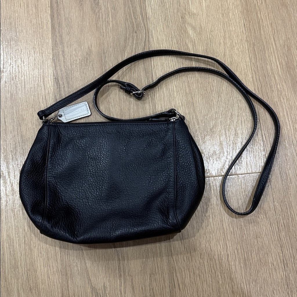 Coach Black Pebbled Leather Swingpack Crossbody Bag