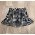 Nanette Lepore Bergdorf Goodman Houndstooth Wool Blend Black / White / Red Plaid Button Front Peplum Skirt Size 6