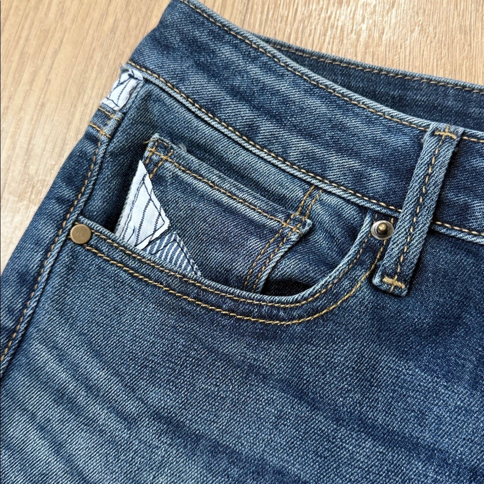 Aqua Blue Patchwork Ankle Jeans Size 27