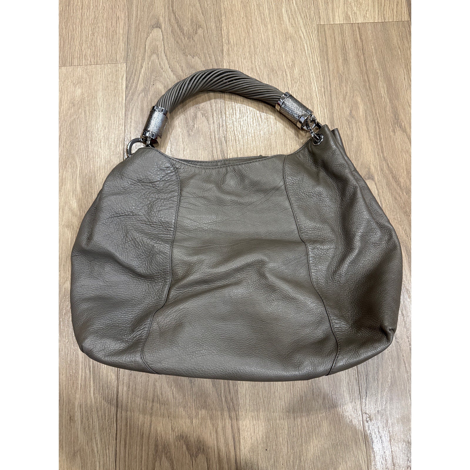 Michael Kors Gray / Taupe Satchel Style Leather Shoulder Handbag