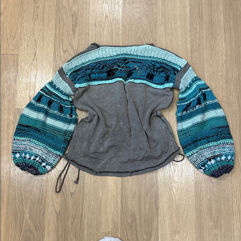 Free People Reminiscent Sweater Pullover w/ Knit Sleeves Size XS