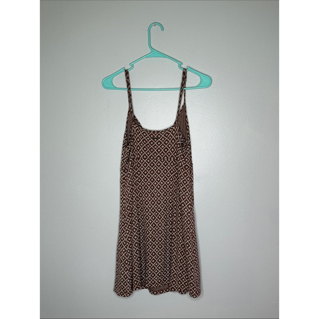 Billabong Brown Diamond-Print A Line Sleeveless Dress Size Large