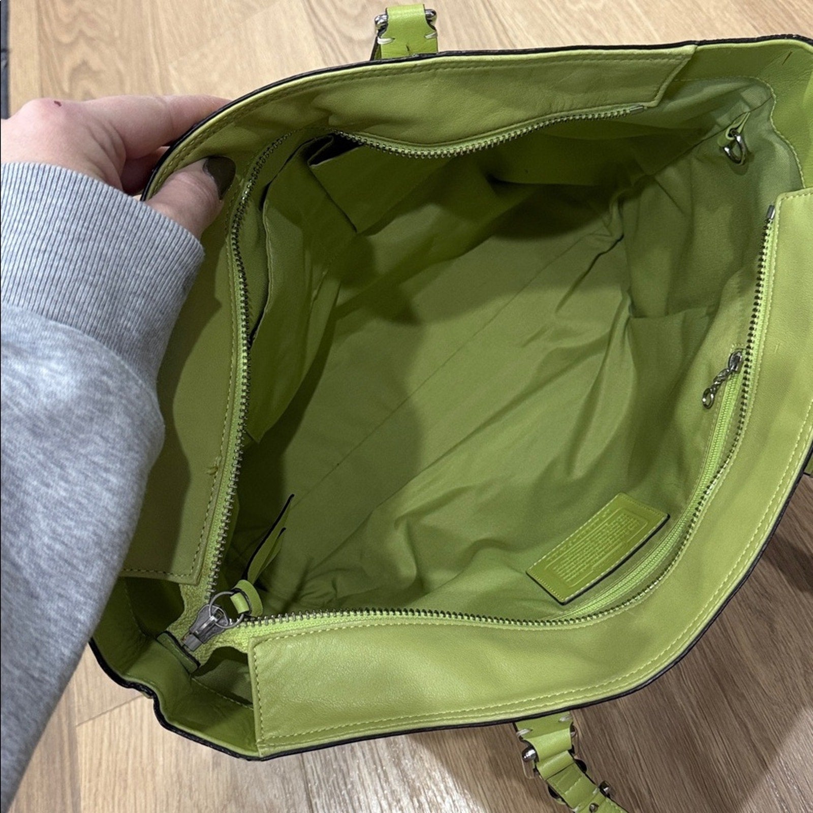 Coach East / West Leather Tote Bag in Lime Green