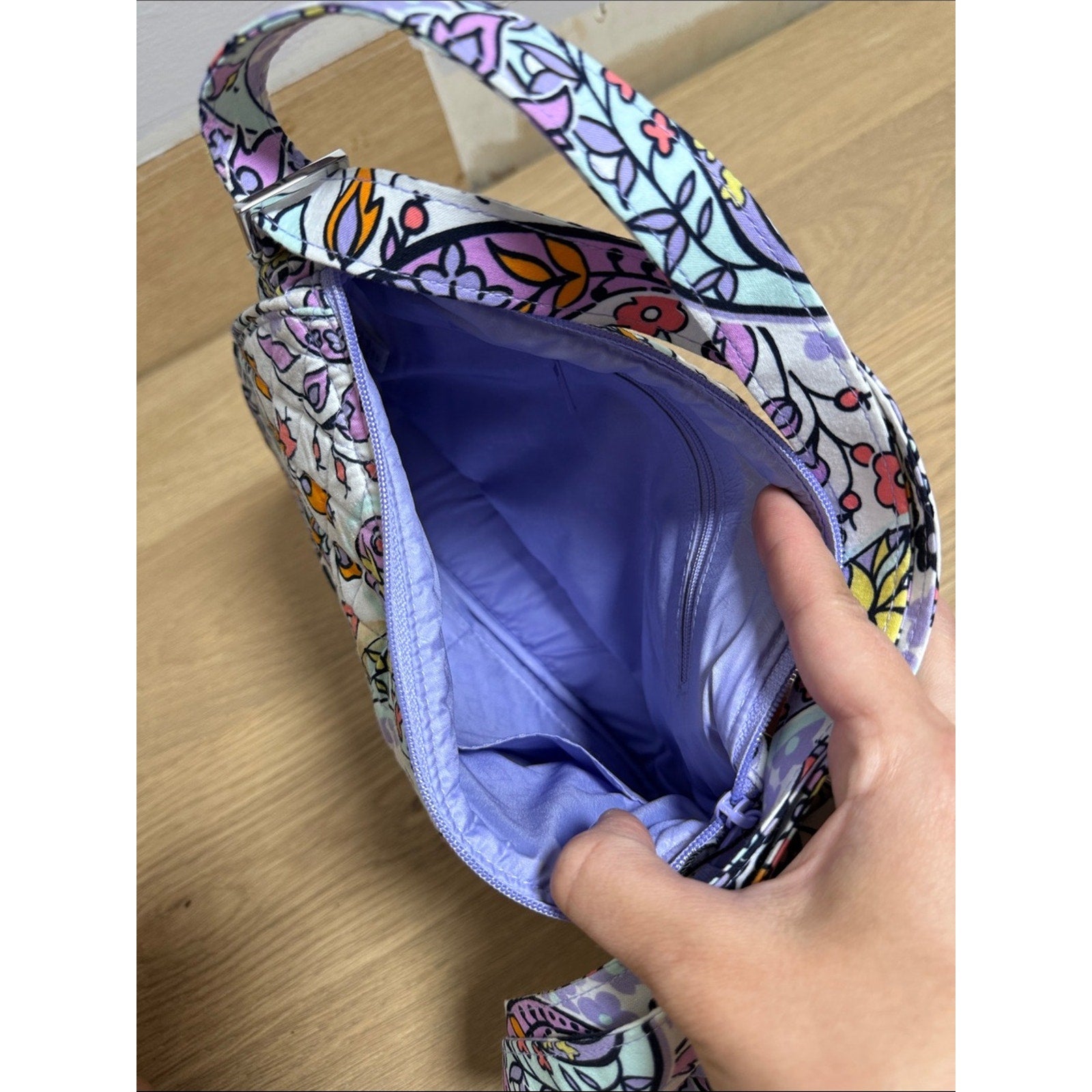 Vera Bradley Lavender Paisley Quilted Adjustable Shoulder Bag