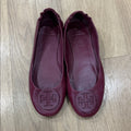 Tory Burch Minnie Travel Ballet Flats in Burgundy Nappa Leather Size 9.5