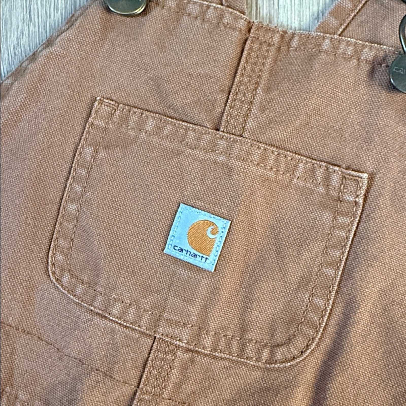 Carhartt Kids Tan Flannel Lined Overalls Size 4T