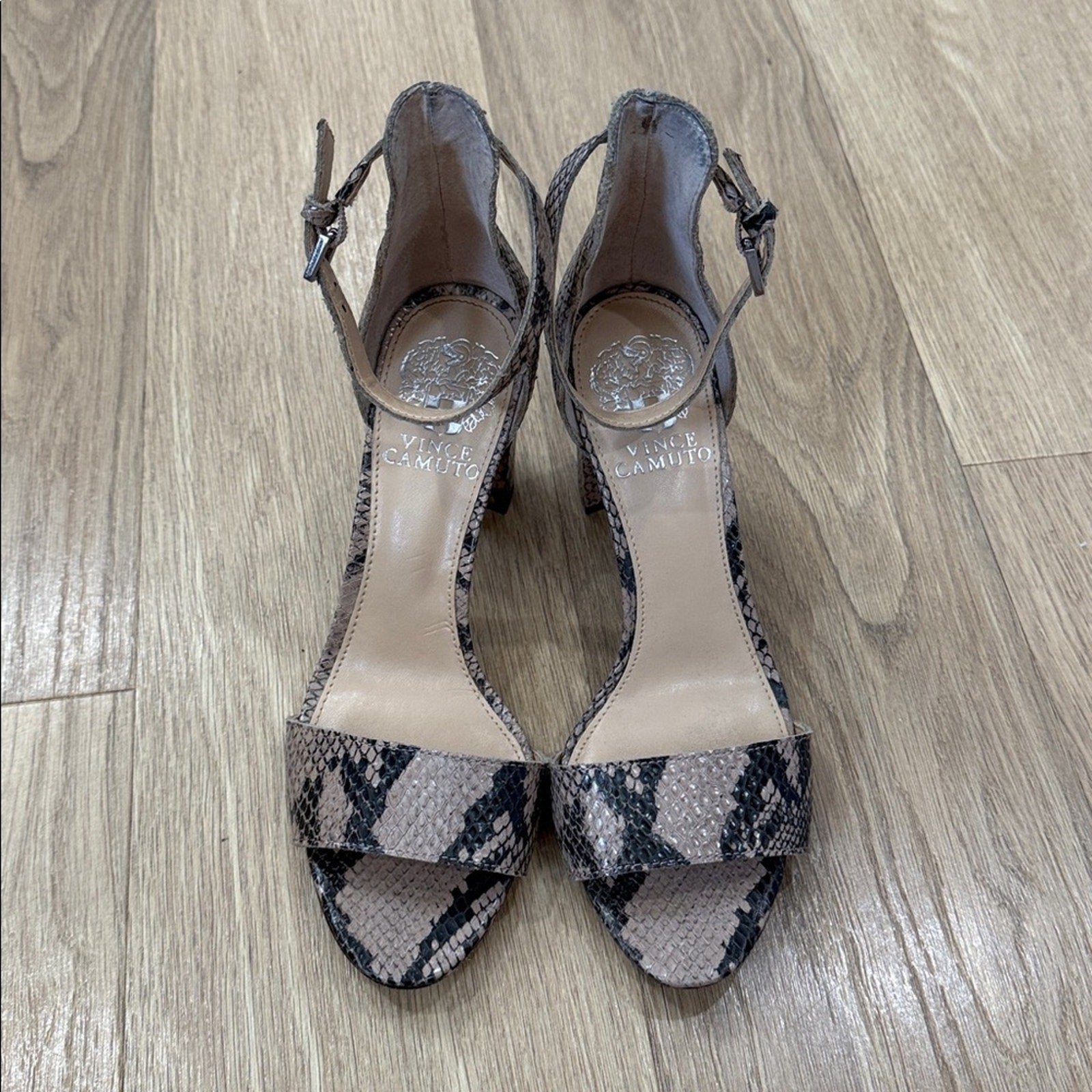 Vince Camuto Snakeskin Patterned Block Heel Sandals Size 6.5