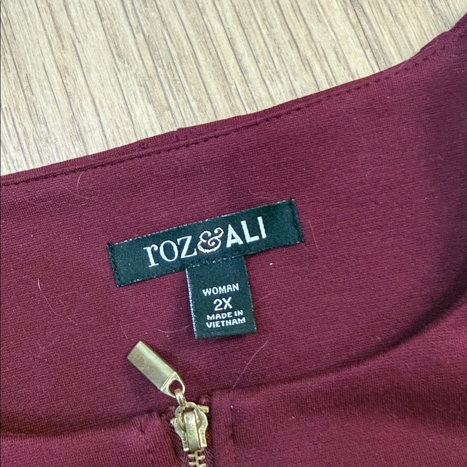 Roz & Ali Burgundy Jacket with Gold Accents Size 2X