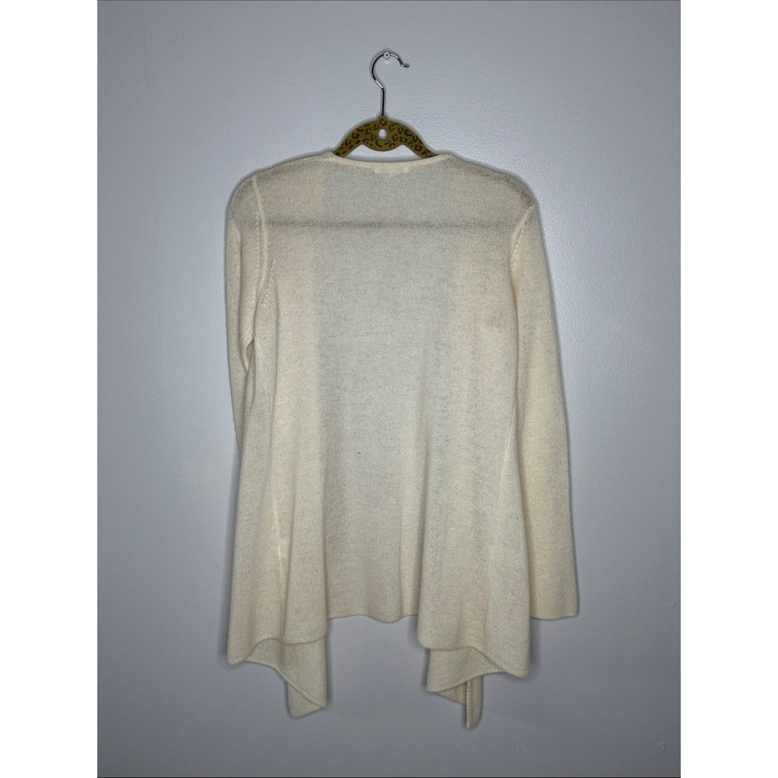 Minnie Rose Cream Open-Front Knit Cashmere Cardigan Size Medium